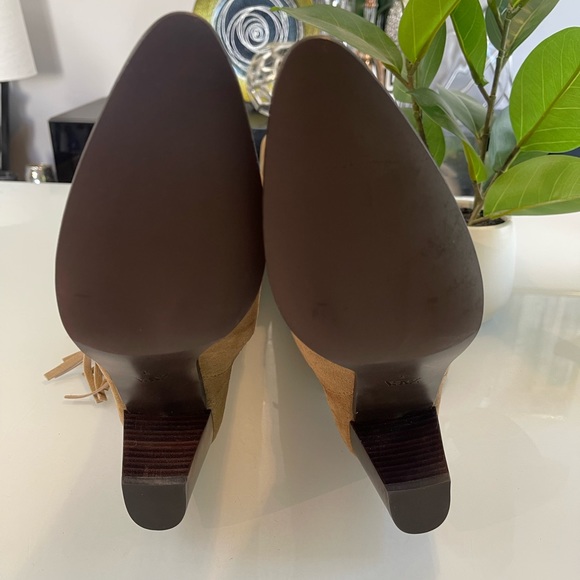 Zara Split Suede Cowboy Boots with Fringes - Picture 4 of 11